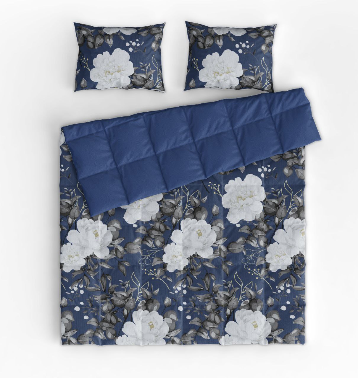 Bedding set Blue Flowers Euro Bedroom