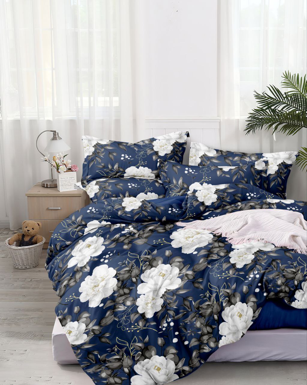 Bedding set Blue Flowers Euro Bedroom