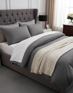 Premium grey striped bedding - alternate view