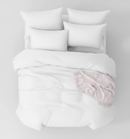 Premium white striped bedding - overhead view